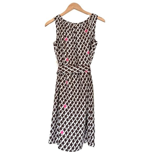 Lilly Pulitzer Sleeveless Brown / Pink Geometric Print Silk Dress With Pockets 4 - Picture 2 of 13